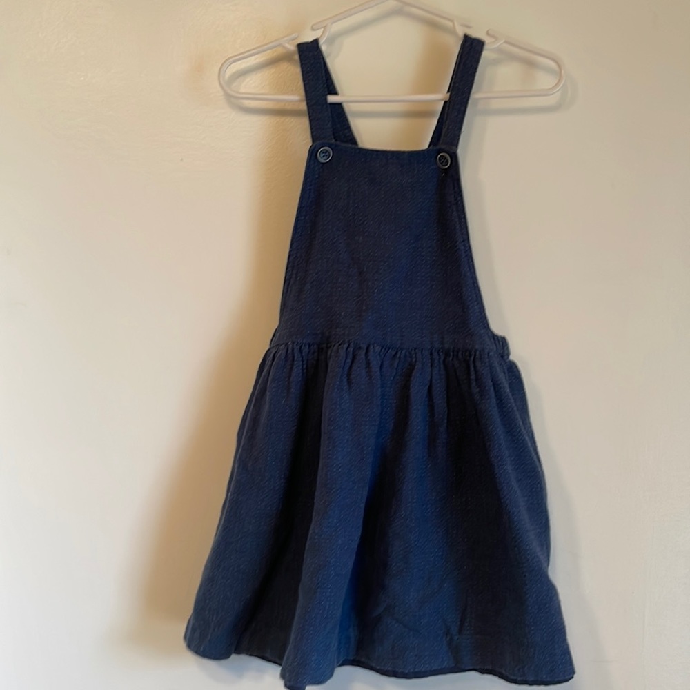 Zara Navy Pindot Pinafore Dress